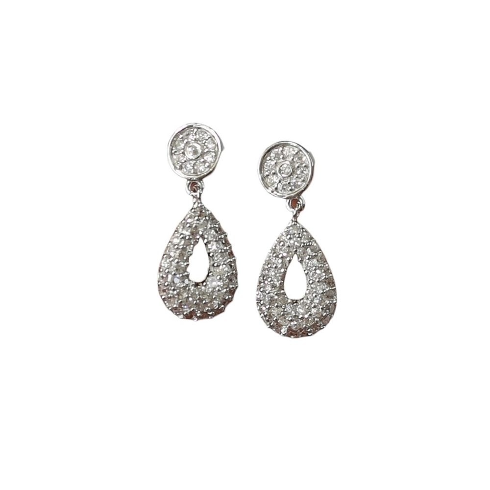 Sterling Silver CZ dangle teardrop hoop earrings 🆕